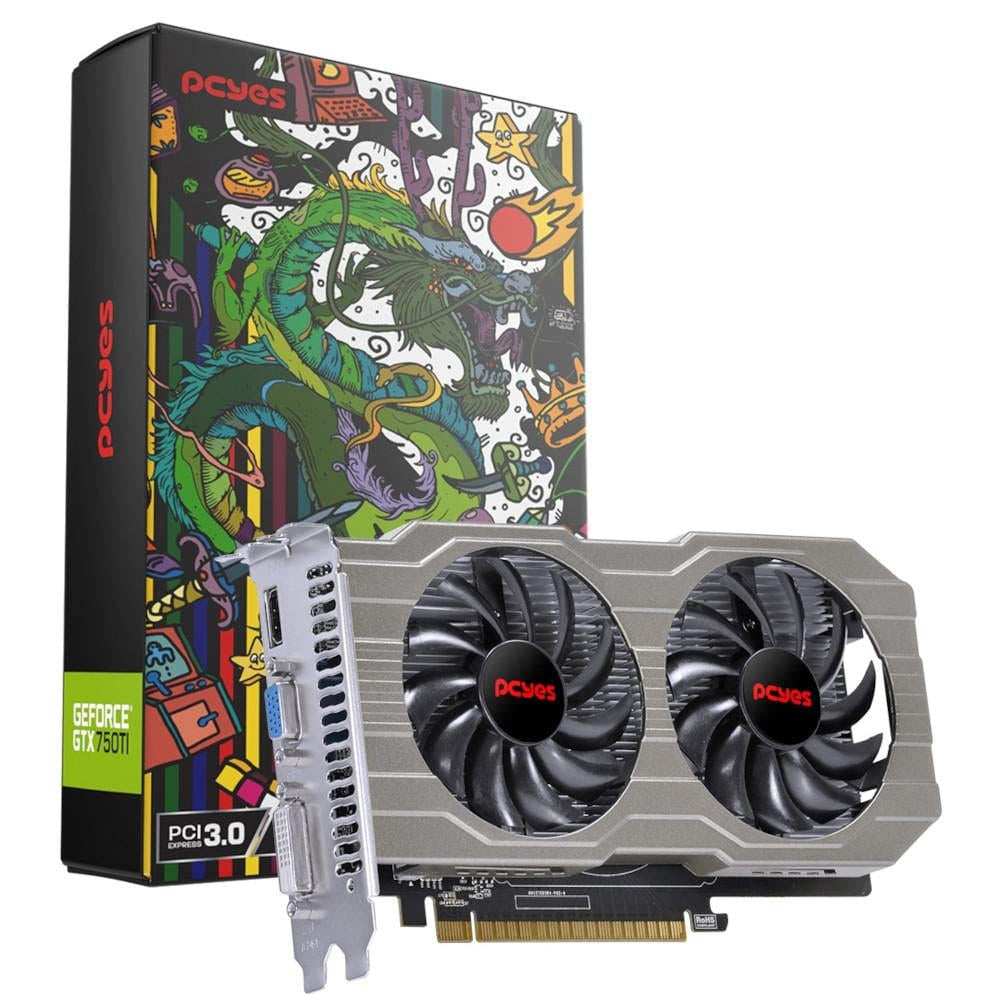 Placa De Video Pcyes Nvidia Geforce Dual Fan GTX 750 Ti 4gb GDDR5 128bits Hdmi Dvi Vga - PA750TIR5DFFS Truedata